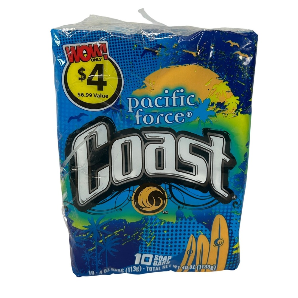 2008 Coast Pacific Force Deodorant Soap 10 Bar Pack 4oz Each The Eye Opener NEW